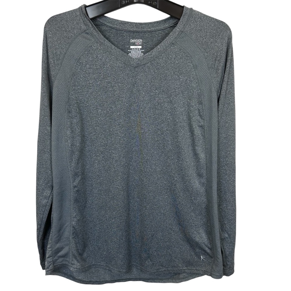 Danskin Now women’s top Size XL‎ activewear grey Dri-More long sleeve fitted